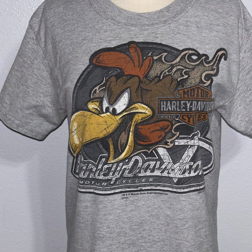 Harley-Davidson Gunslinger Looney Tunes Taz Bugs Tee Gray Small Rare 2014 - Picture 3 of 15